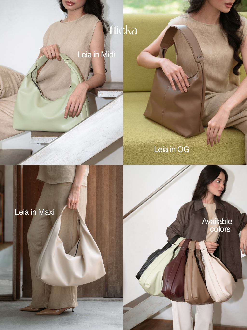 FLICKA BAGS - Leia Hobo Bag 3 Size Tas Slouchy Synthetic Leather - Tas Laptop 14-15 inch