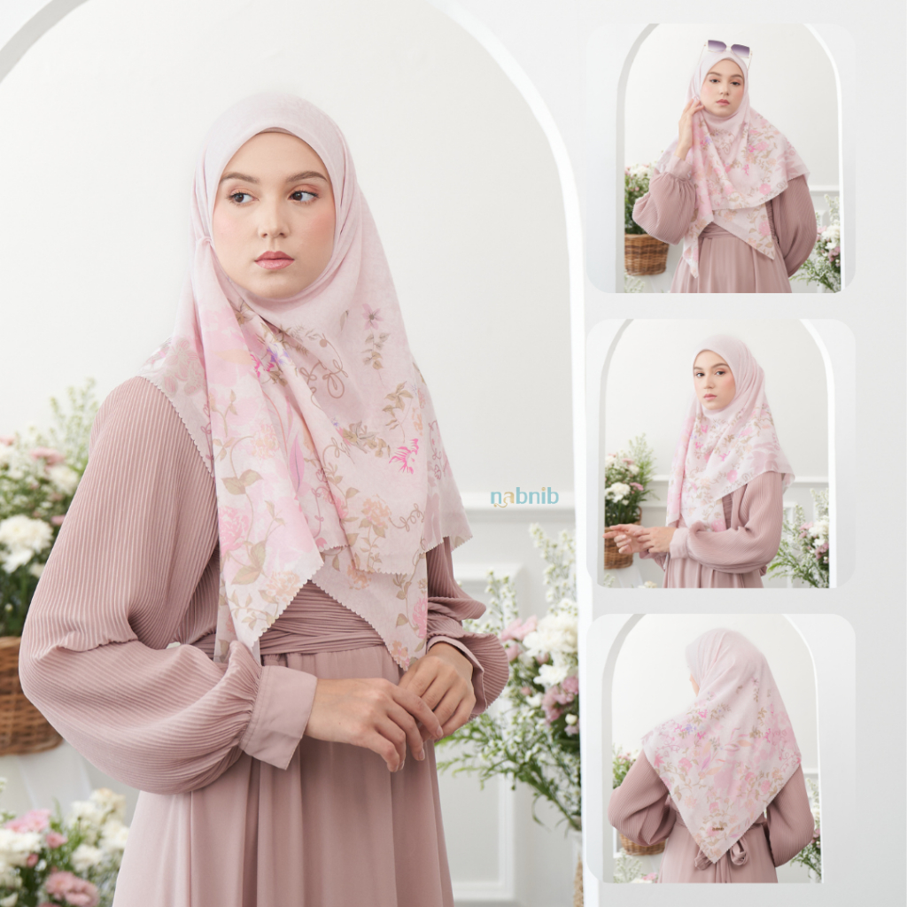 Nabnib - Rosy Vine Series Jilbab Segiempat Voal