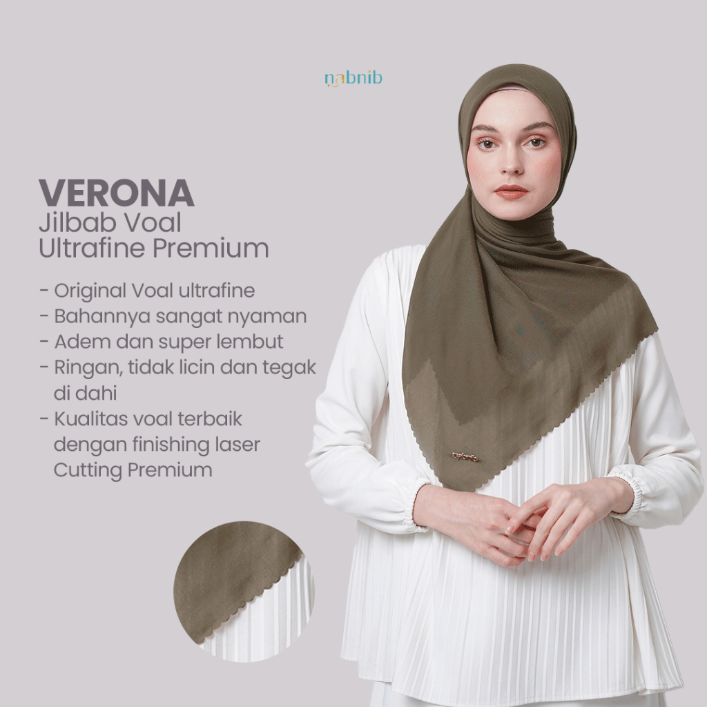 Nabnib - Verona Jilbab Segiempat Voal Ultrafine Original