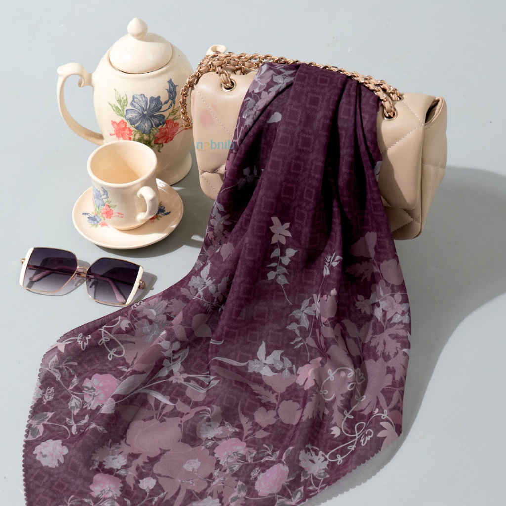 Nabnib - Rosy Vine Series Jilbab Segiempat Voal