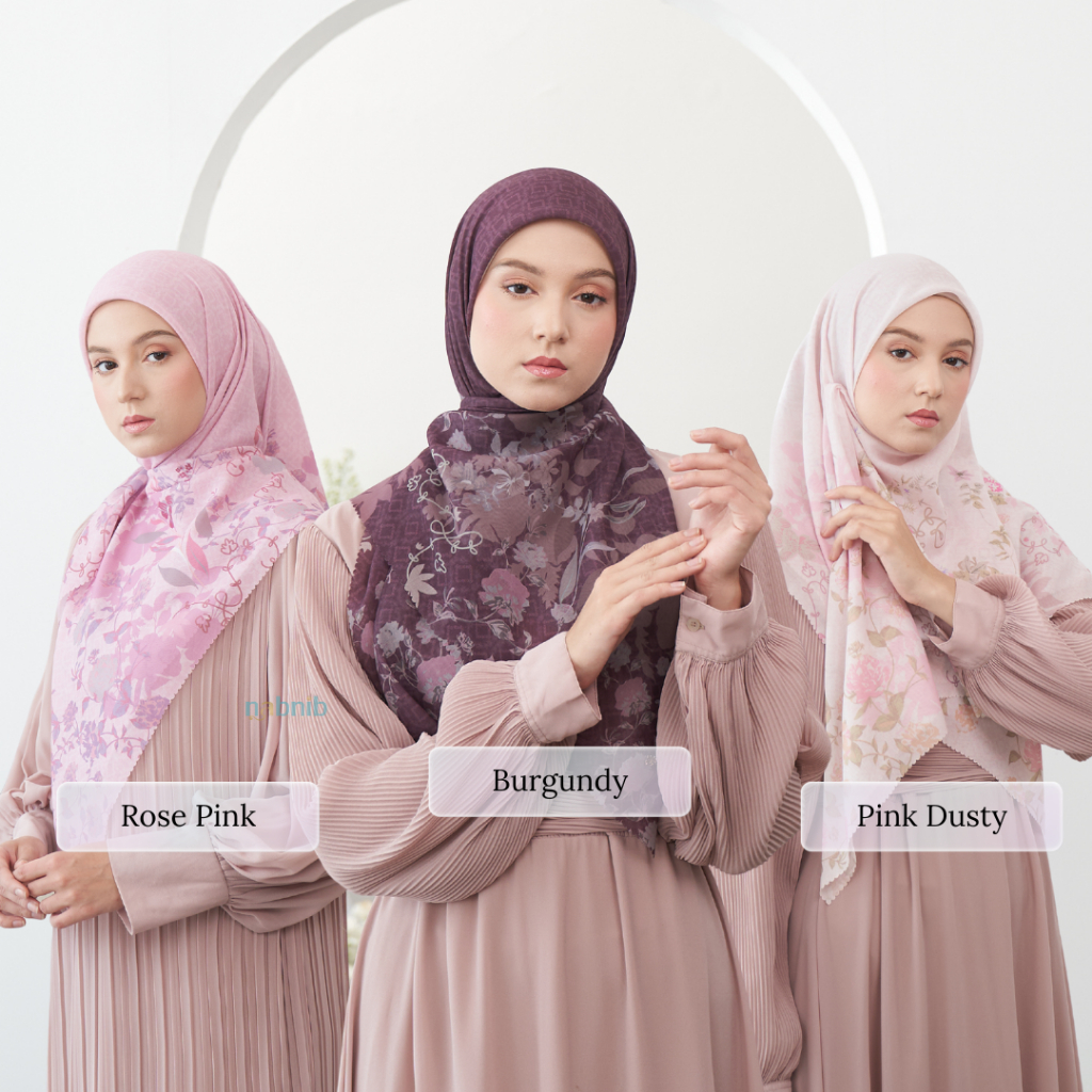 Nabnib - Rosy Vine Series Jilbab Segiempat Voal