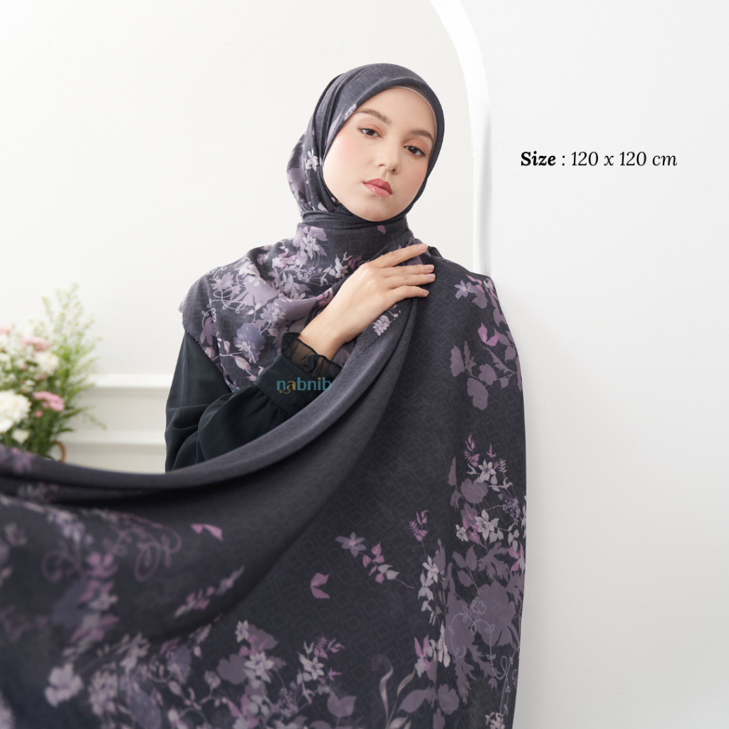 Nabnib - Rosy Vine Series Jilbab Segiempat Voal