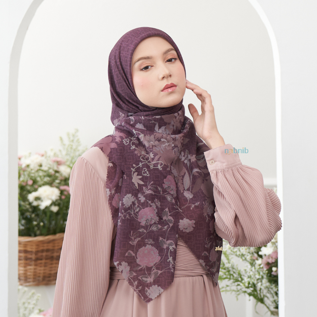 Nabnib - Rosy Vine Series Jilbab Segiempat Voal