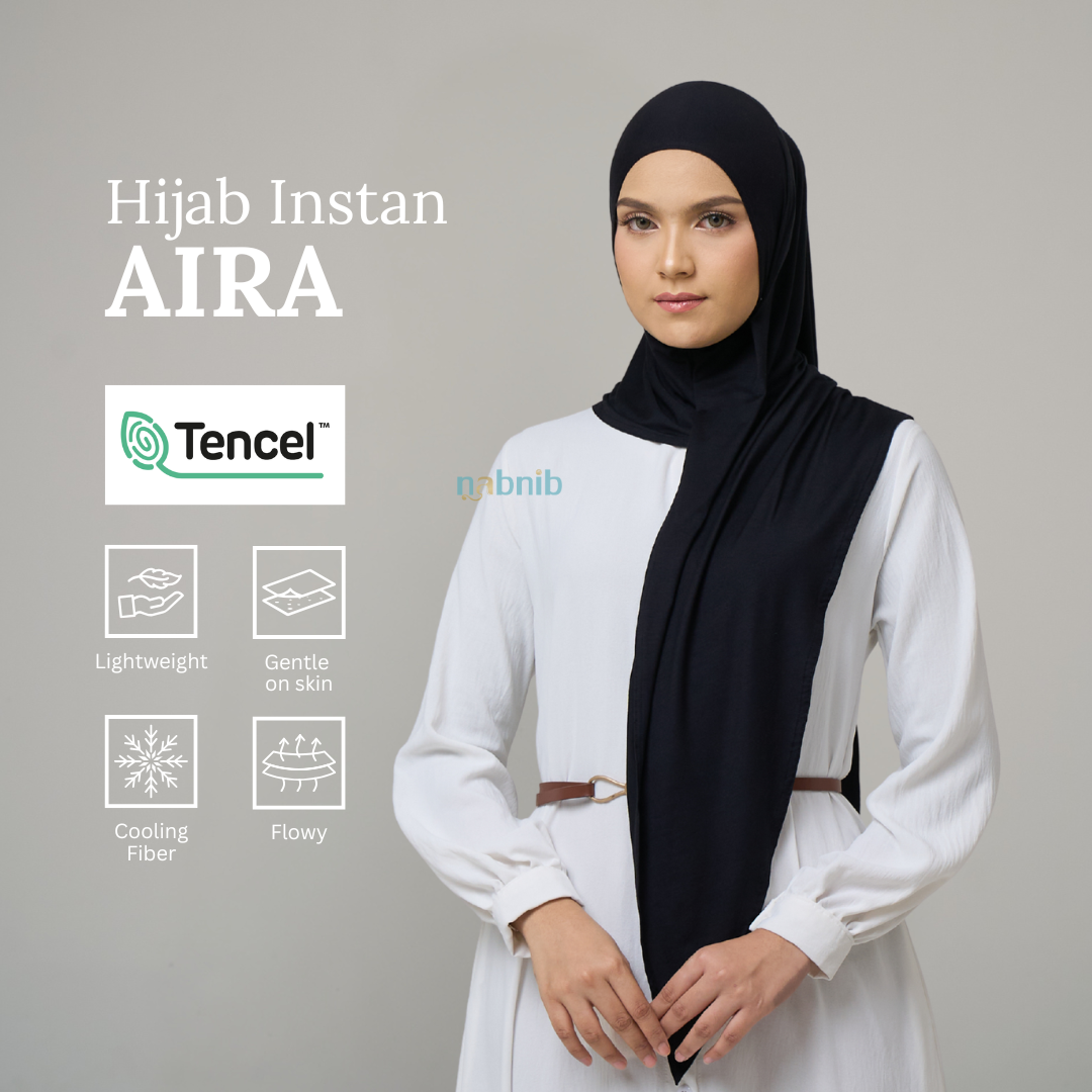 Nabnib - Aira Hijab Tencel Instan Hijab Tencell Segitiga Original Tencel