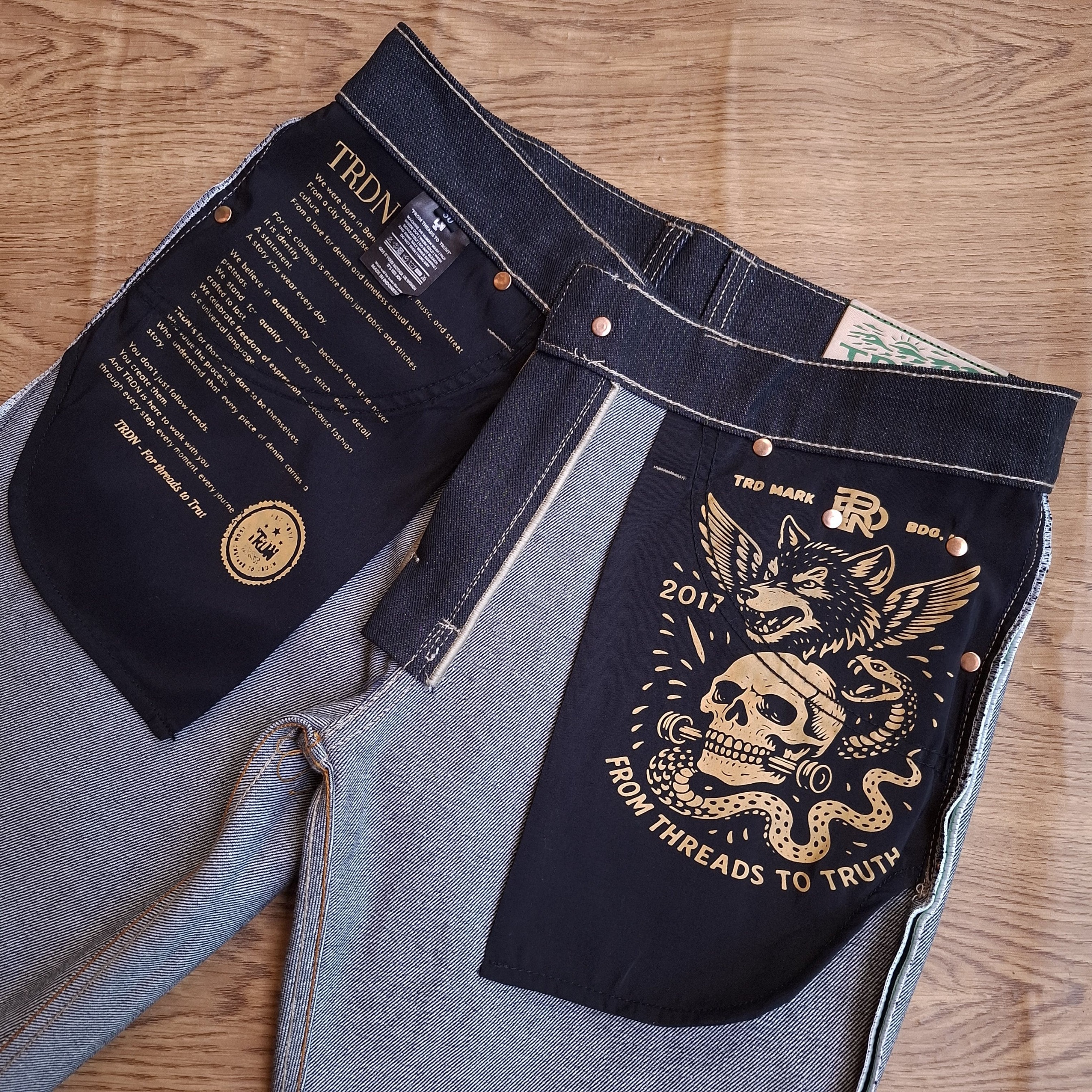 GREENWOLF - Celana Jeans Pria Denim Selvedge accent Slimfit Dark Indigo Raw Denim 14oz