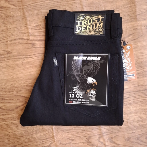 Image of Black Eagle Celana Denim Jeans Pria Slim Fit  Black Denim strech 13oz