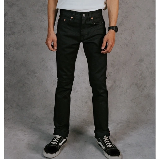 Image of  Black Rainbow 505 - Black Denim 13oz Strech Celana Denim selvedge accent 