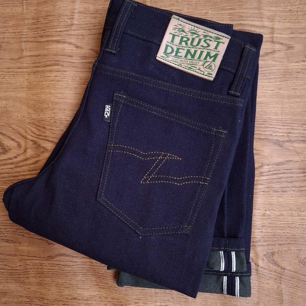Wolf Rider Green Weft Indigo Denim | Celana Denim selvedge accent Slim Straight