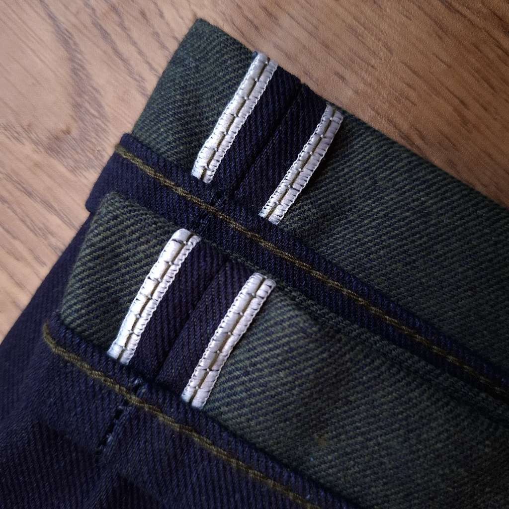 Wolf Rider Green Weft Indigo Denim | Celana Denim selvedge accent Slim Straight