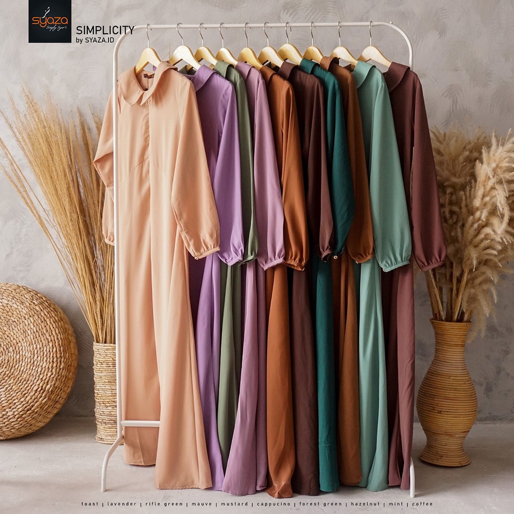 SYAZA - Simplicity Gamis (Beauty Colours) Abaya Gamis Syar'i Lebaran Busui Umroh Haji Best Seller Simpel Polos Casual Dress Wanita Remaja Muslim Muslimah