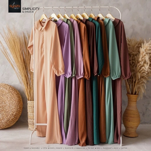Image of SYAZA - Simplicity Gamis (Beauty Colours) Abaya Gamis Syar'i Lebaran Busui Umroh Haji Best Seller Simpel Polos Casual Dress Wanita Remaja Muslim Muslimah