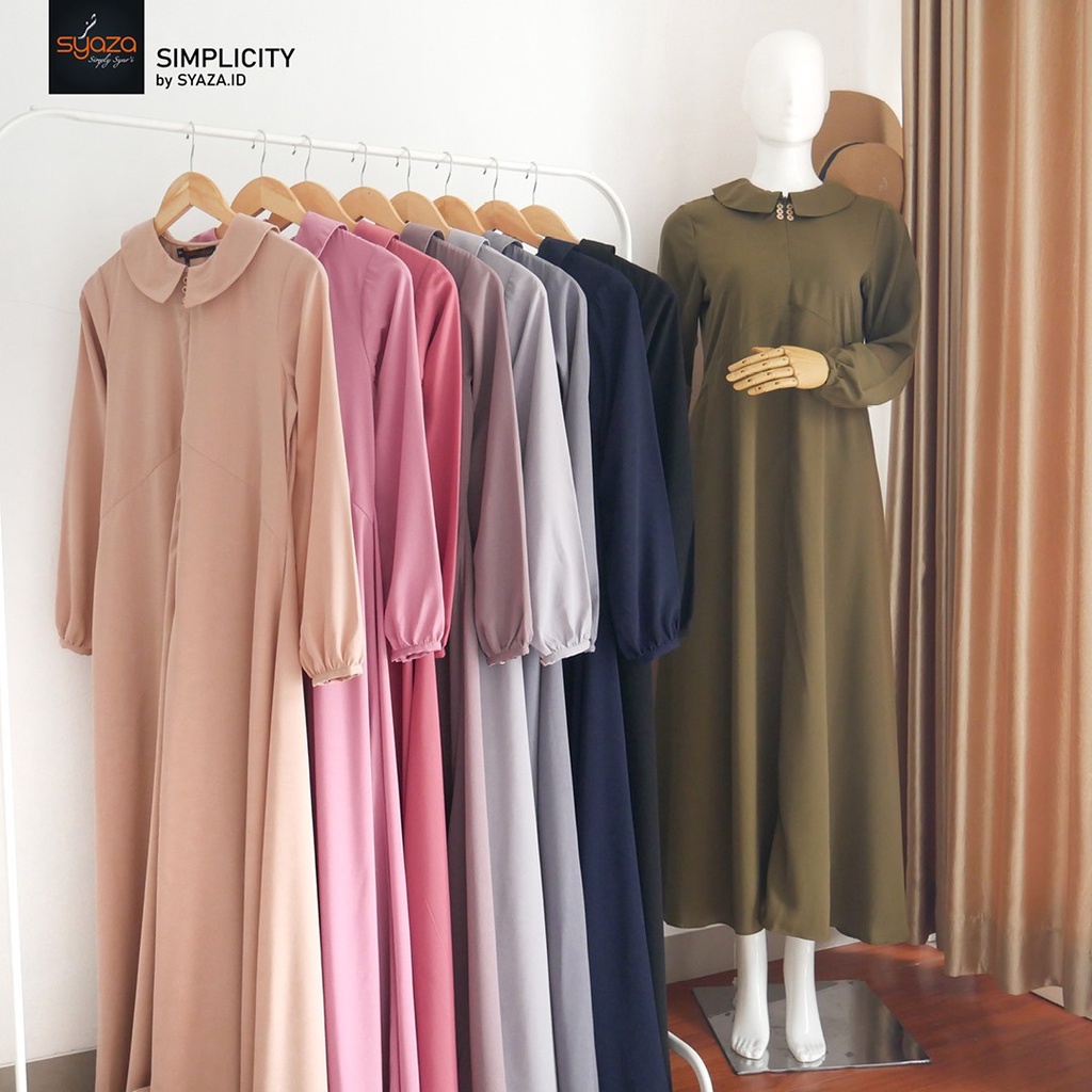 SYAZA - Simplicity Gamis (Pop Colours) Abaya Gamis Syar'i Lebaran Busui Umroh Haji Best Seller Simpel Polos Casual Dress Wanita Remaja Muslim Muslimah