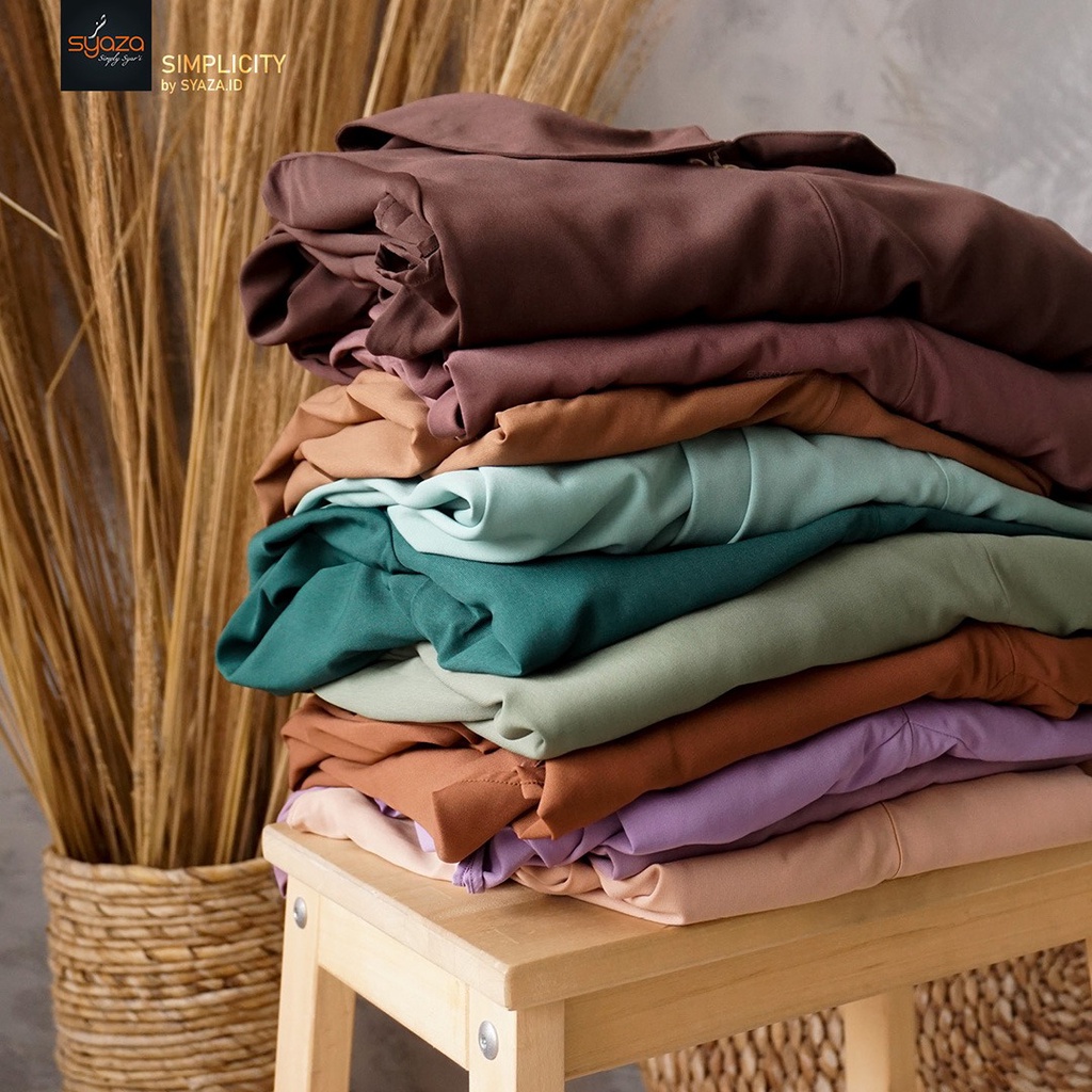 SYAZA - Simplicity Gamis (Beauty Colours) Abaya Gamis Syar'i Lebaran Busui Umroh Haji Best Seller Simpel Polos Casual Dress Wanita Remaja Muslim Muslimah