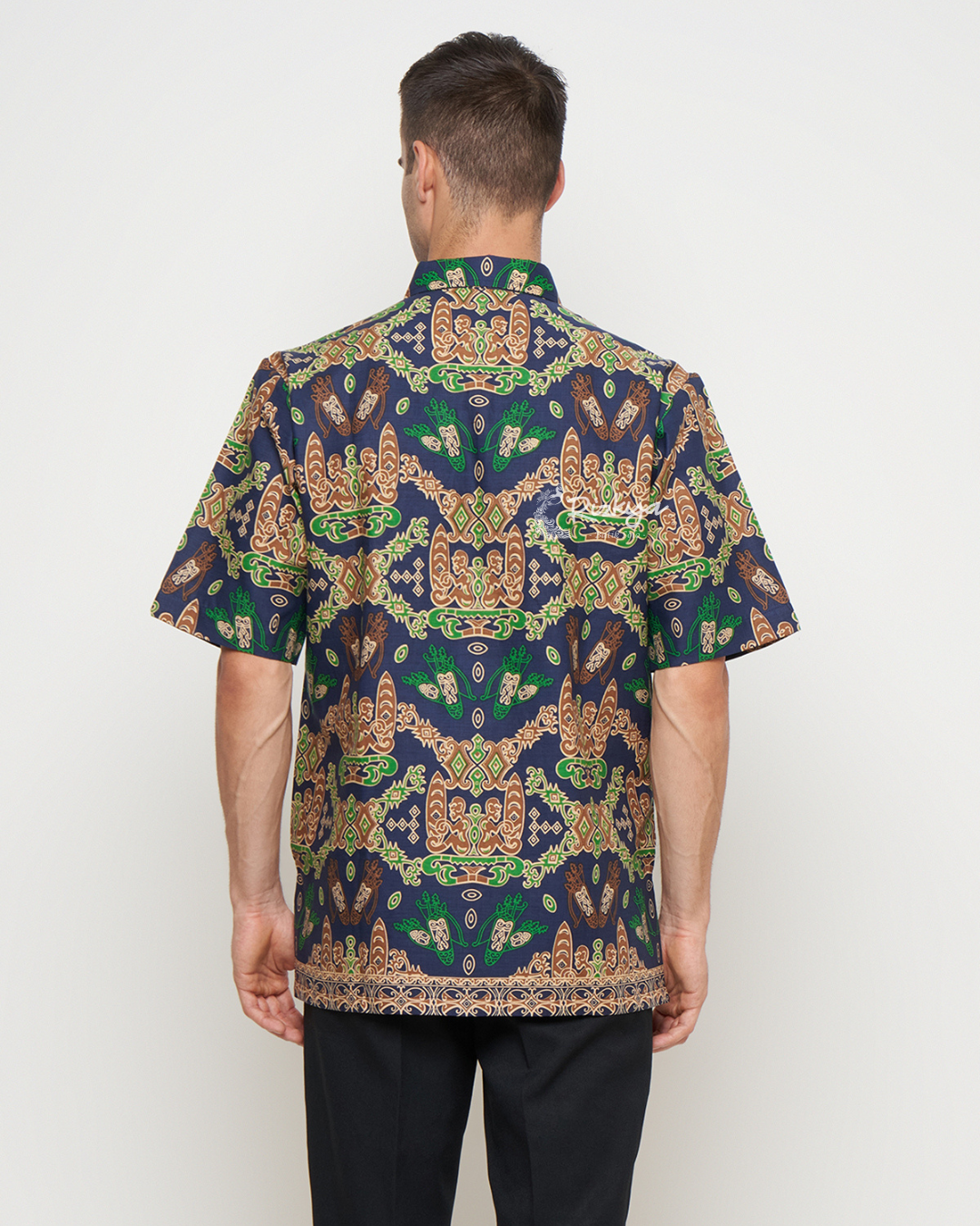 Rizkya Batik Hem Batik MD Lengan Pendek Biru Tua