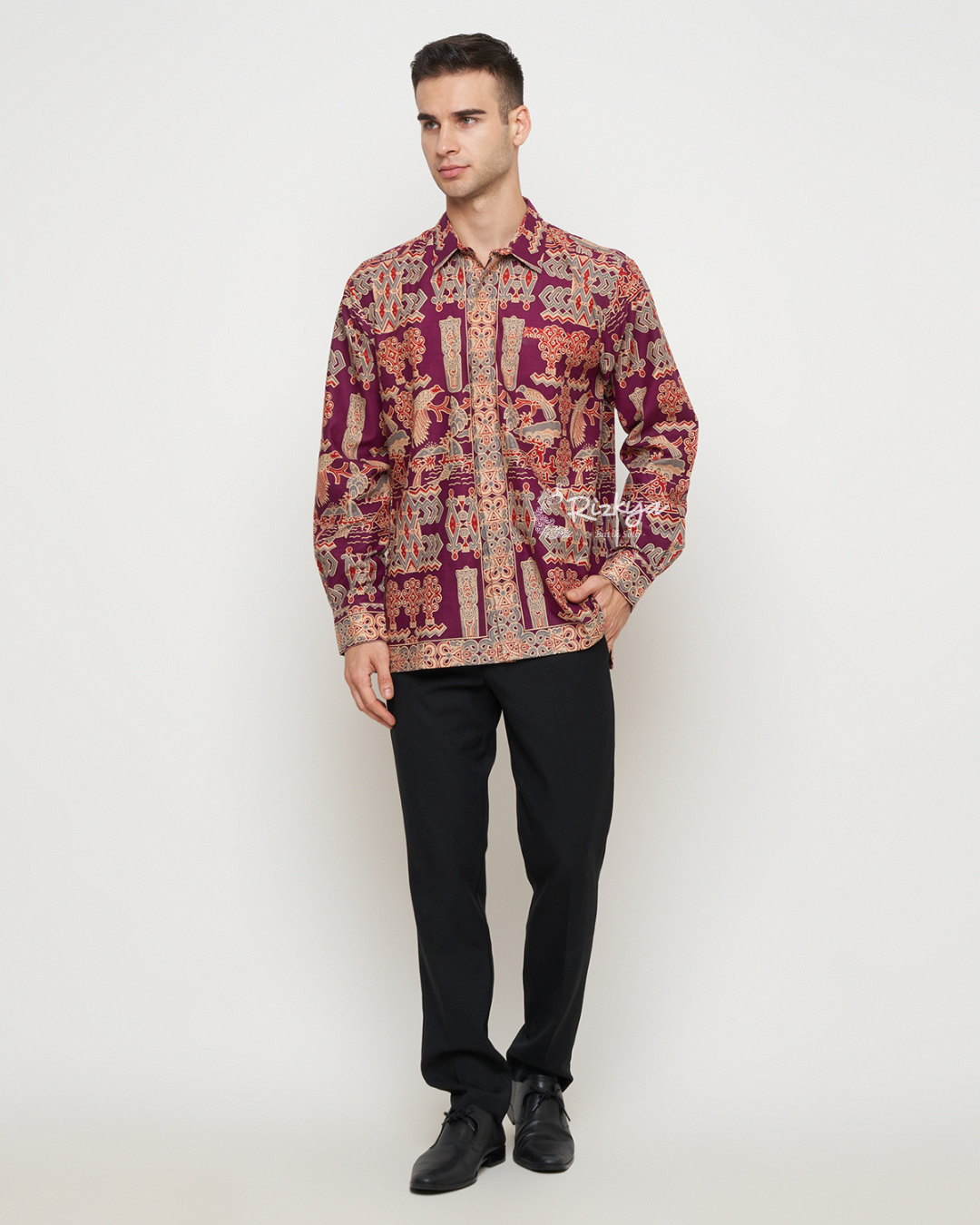 Rizkya Batik Kemeja Batik MD Lengan Panjang Merah