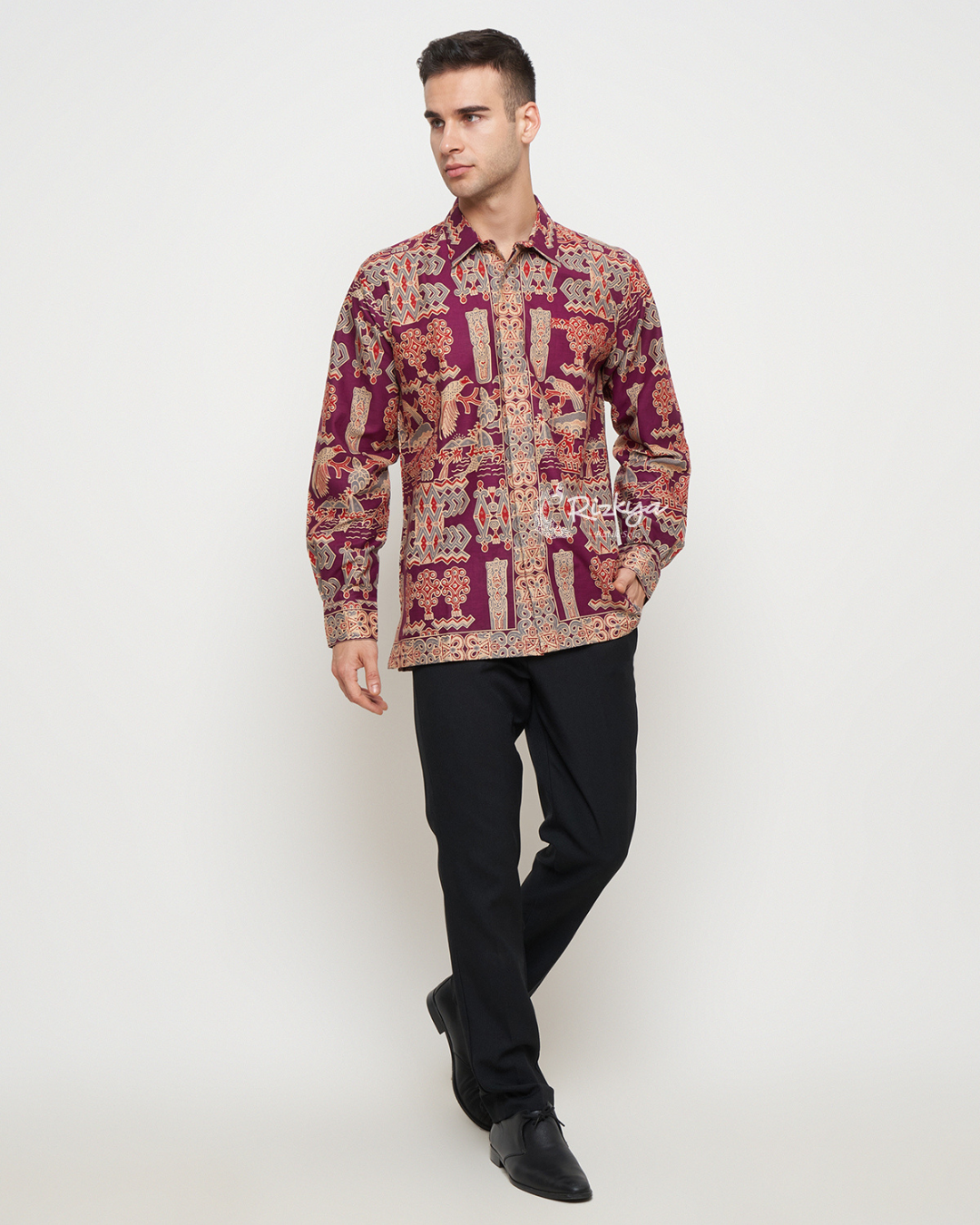 Rizkya Batik Kemeja Batik MD Lengan Panjang Merah