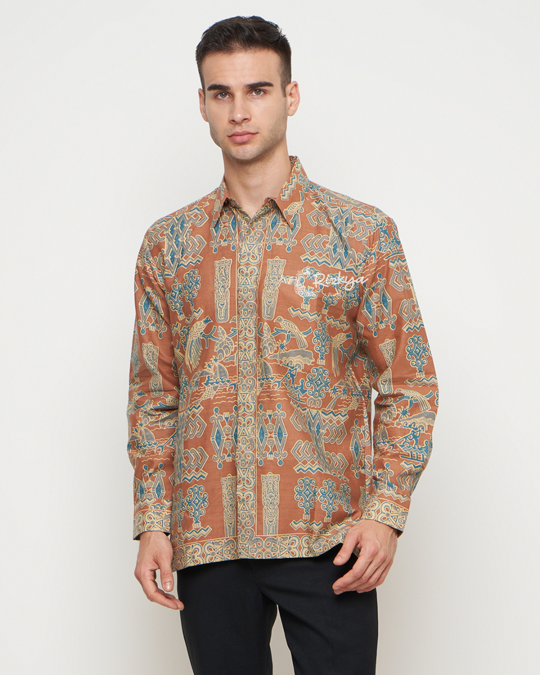 Rizkya Batik Kemeja Batik MD Lengan Panjang Orange