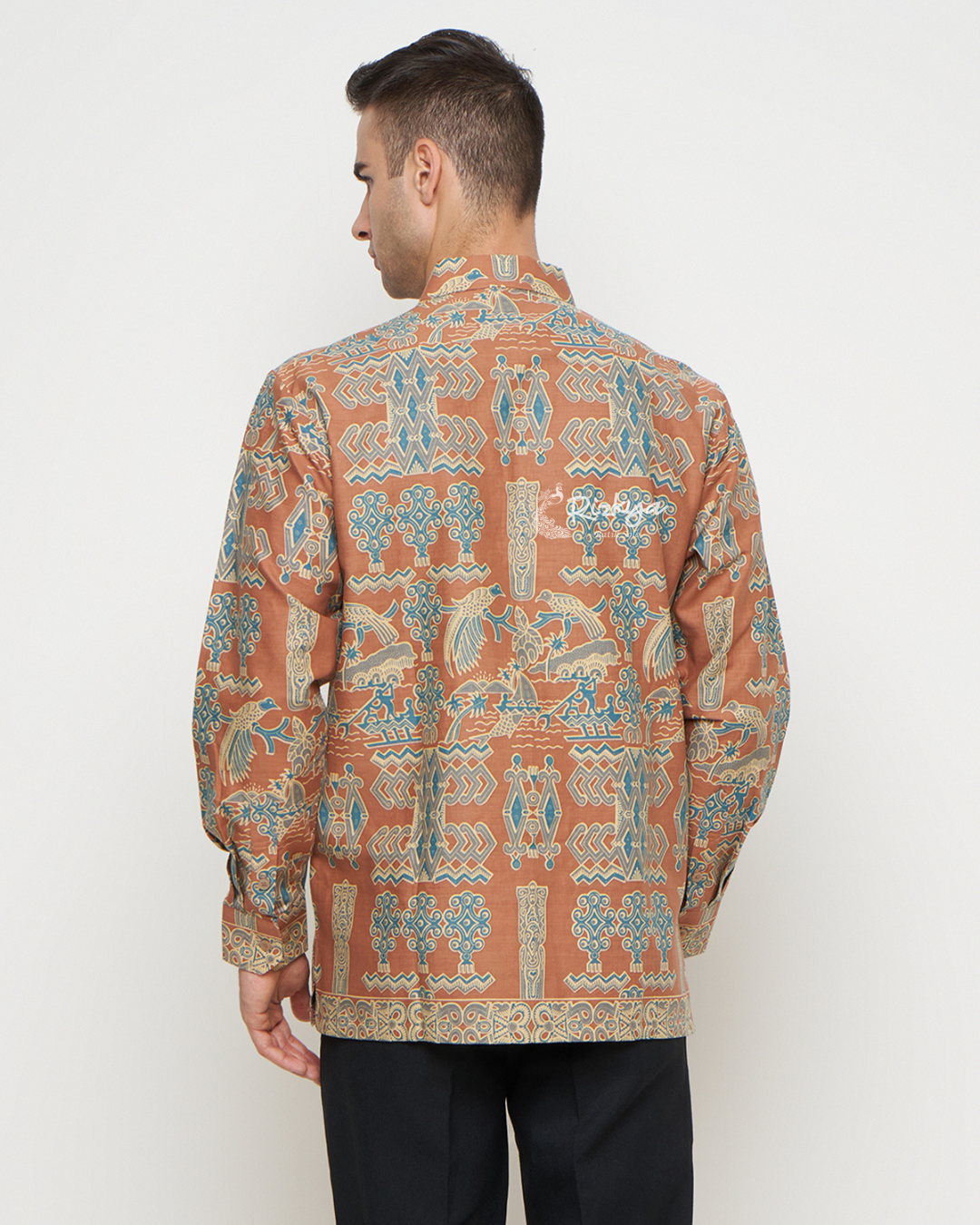 Rizkya Batik Kemeja Batik MD Lengan Panjang Orange