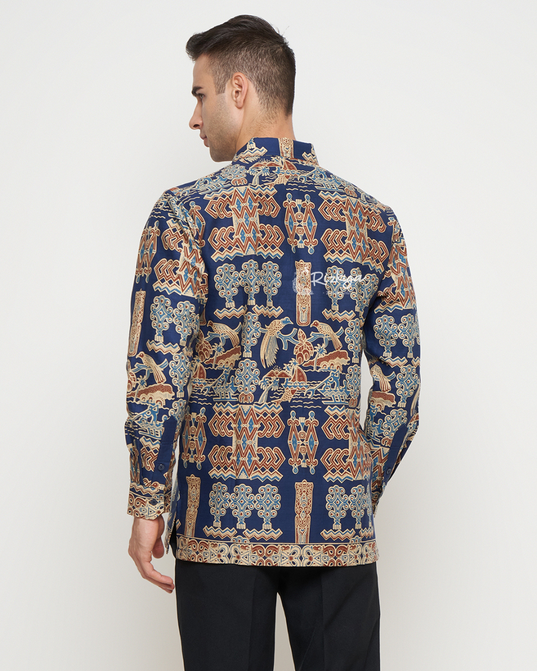 Rizkya Batik Kemeja Batik MD Lengan Panjang Biru