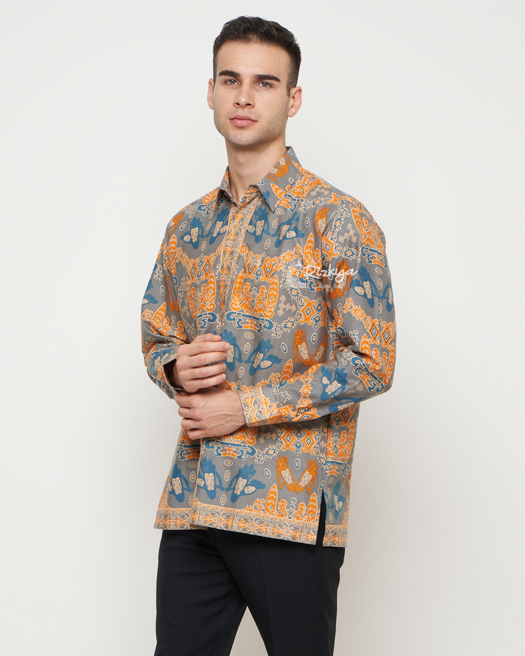 Rizkya Batik Kemeja Hem MD Lengan Panjang