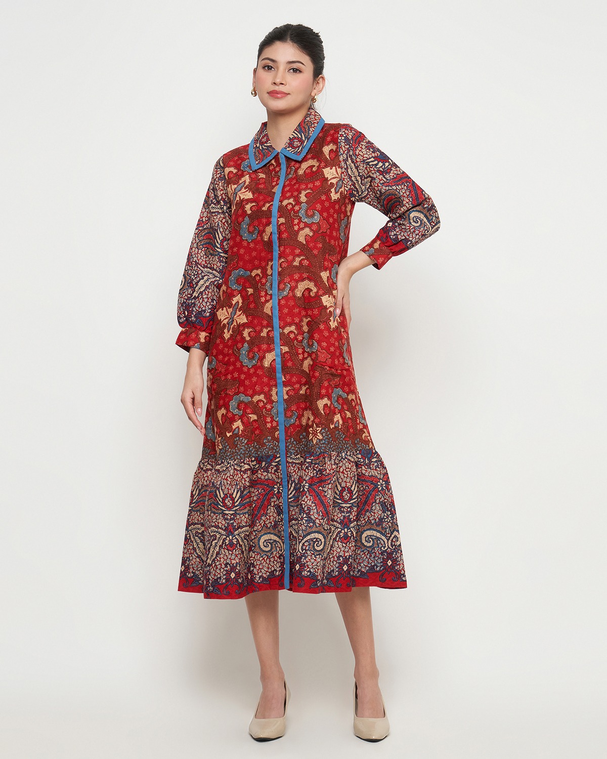 Rizkya Batik Dress Sherina Doby List Polos