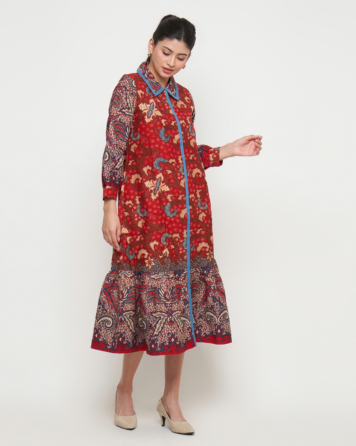 Rizkya Batik Dress Sherina Doby List Polos