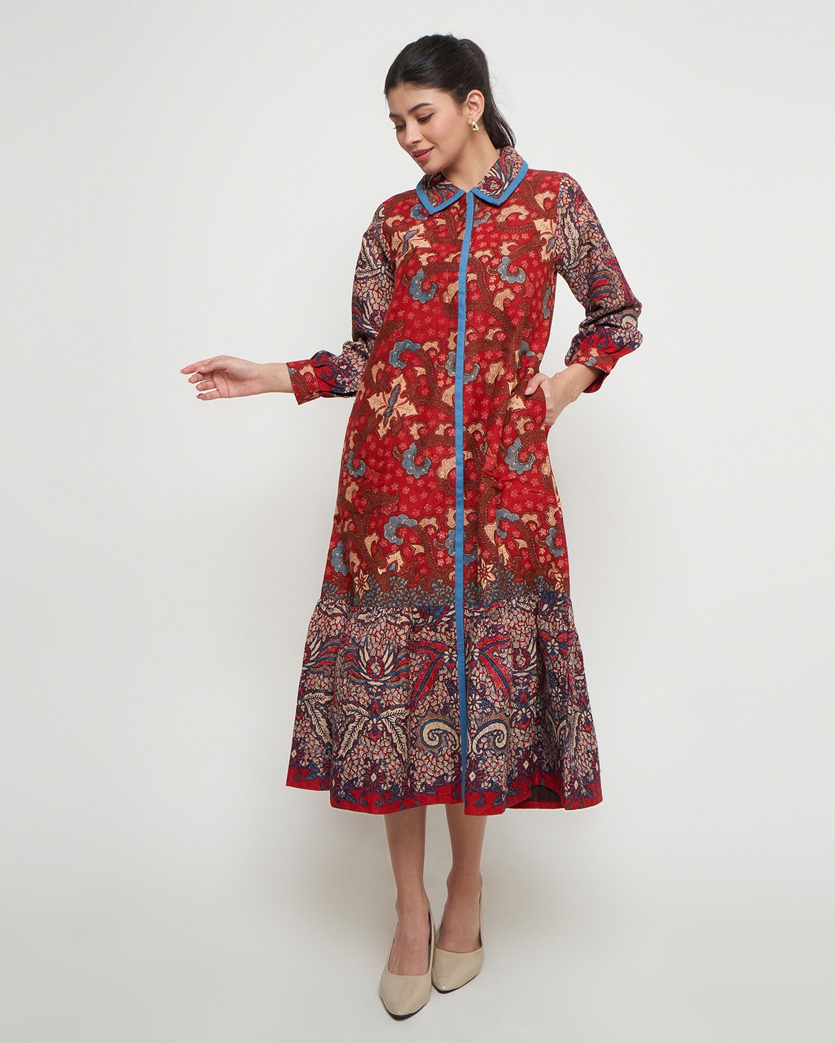 Rizkya Batik Dress Sherina Doby List Polos