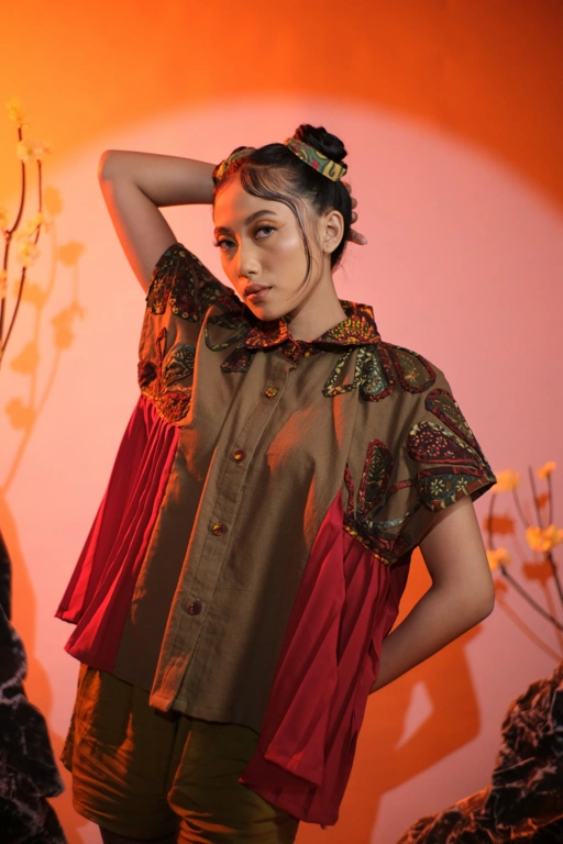 Image of SUNSET WAVES AELEEN BLOUSE BATIK 
