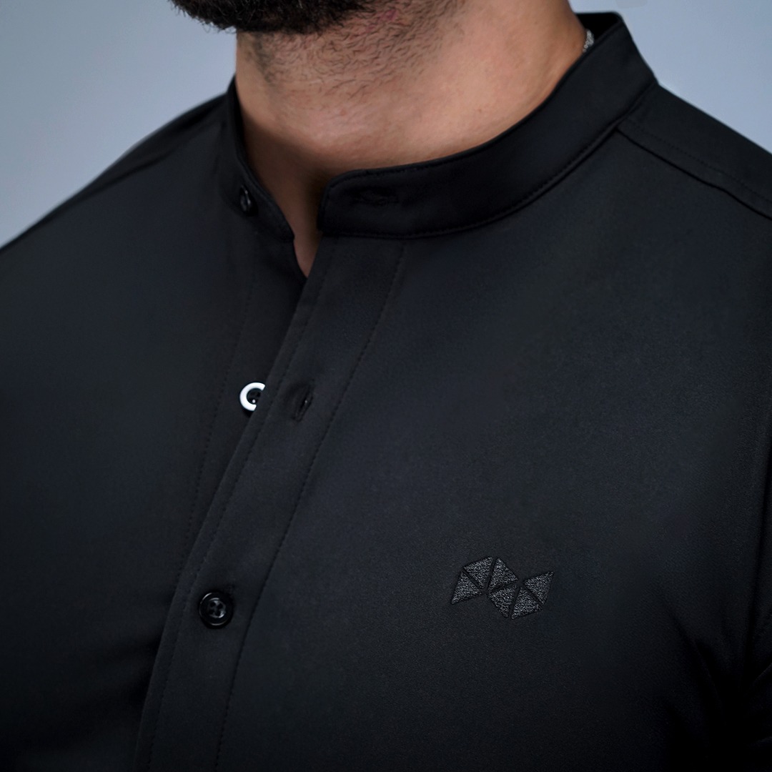 NEVERES Collarless Classic Fit Shirt Longsleeve