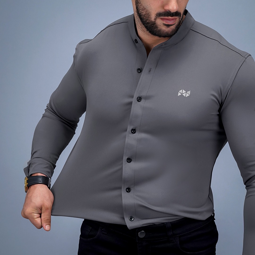 NEVERES Collarless Classic Fit Shirt Longsleeve