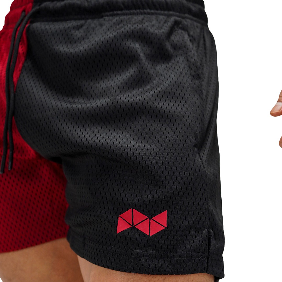 NEVERES Split Bro Short - Black And Maroon