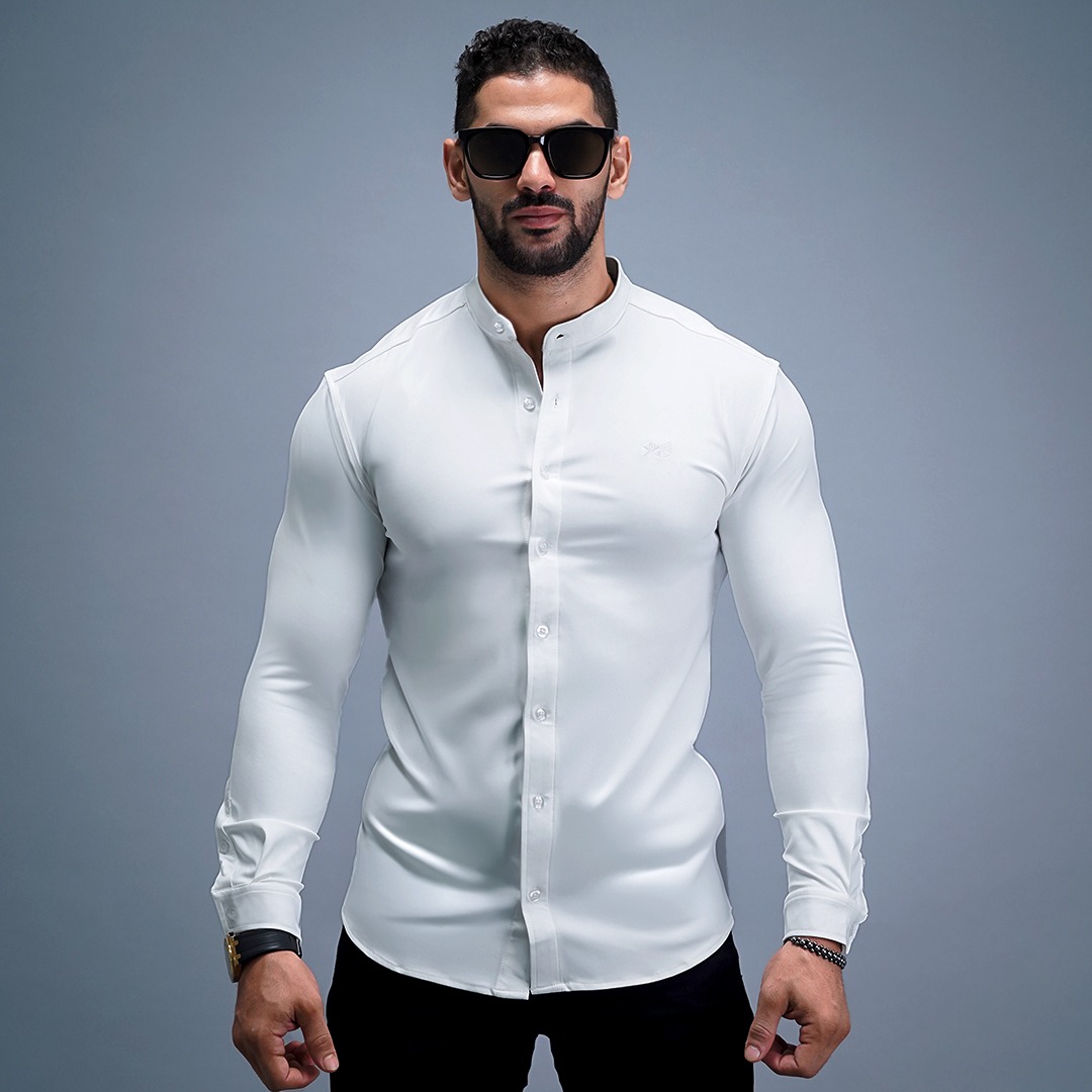 NEVERES Collarless Classic Fit Shirt Longsleeve