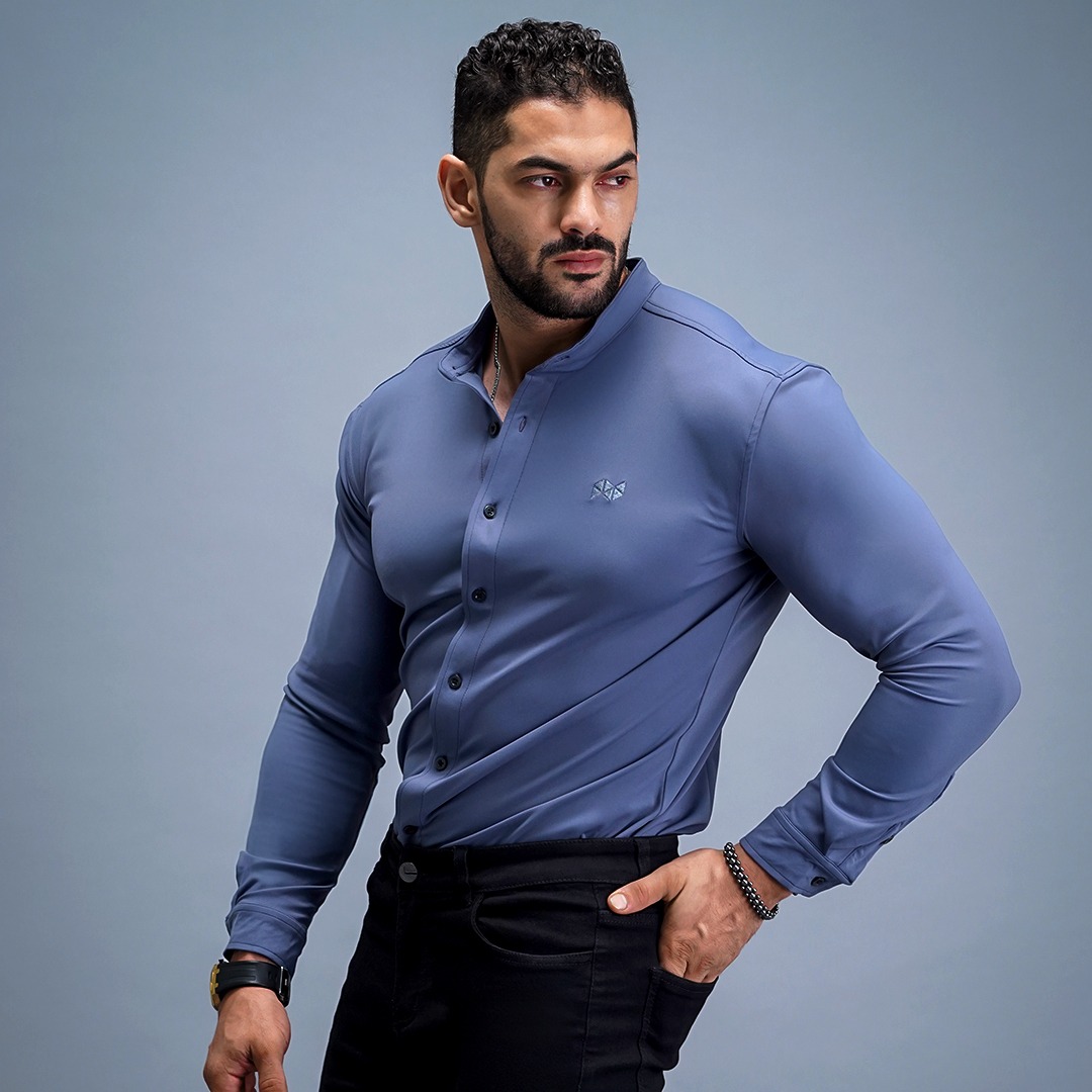 NEVERES Collarless Classic Fit Shirt Longsleeve