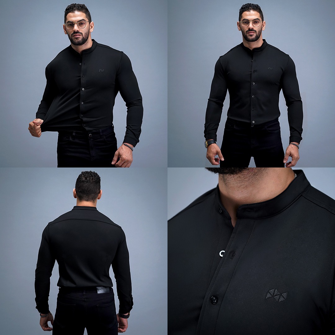 NEVERES Collarless Classic Fit Shirt Longsleeve