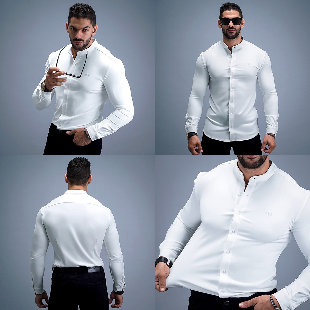 NEVERES Collarless Classic Fit Shirt Longsleeve