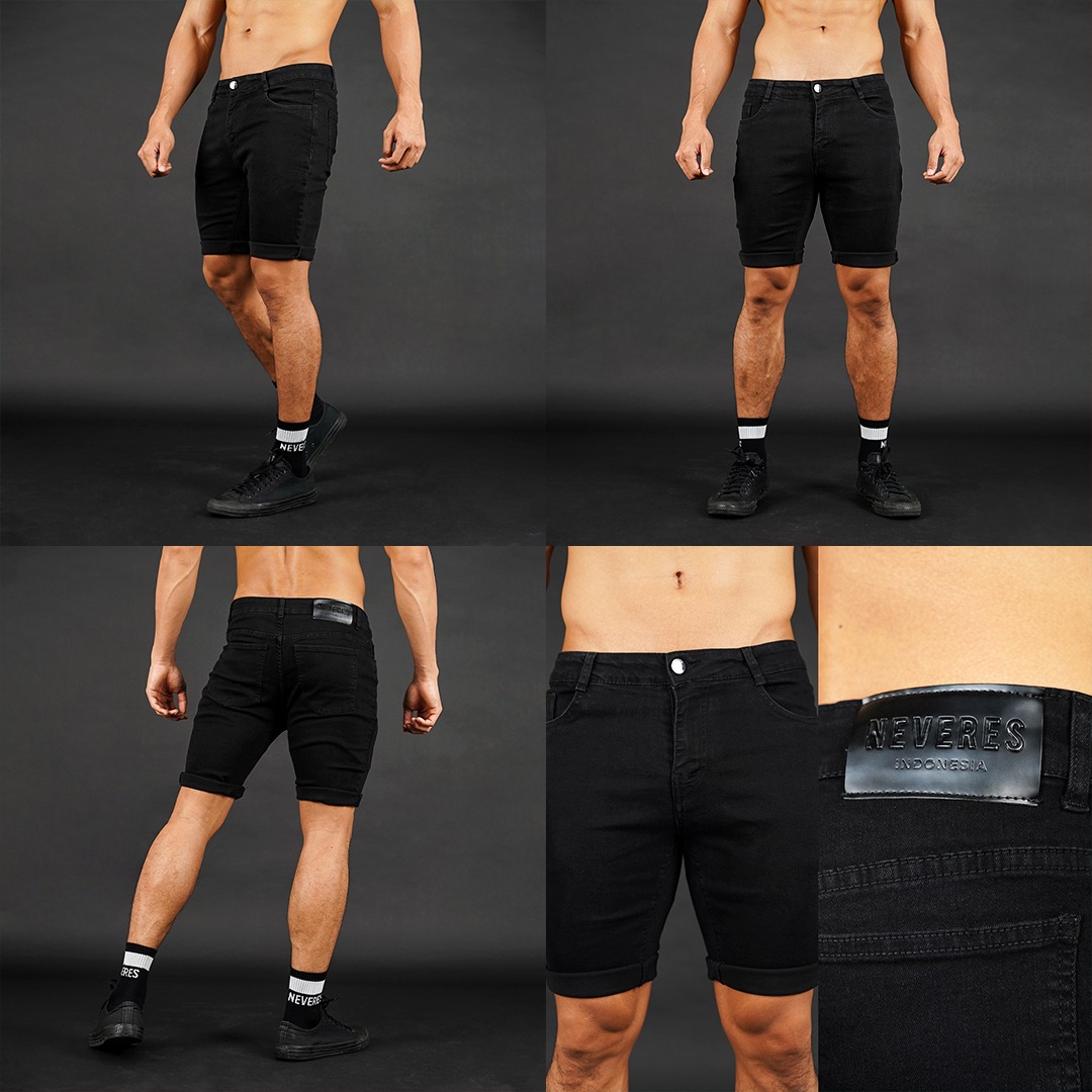NEVERES Short Stretch Tech Jeans