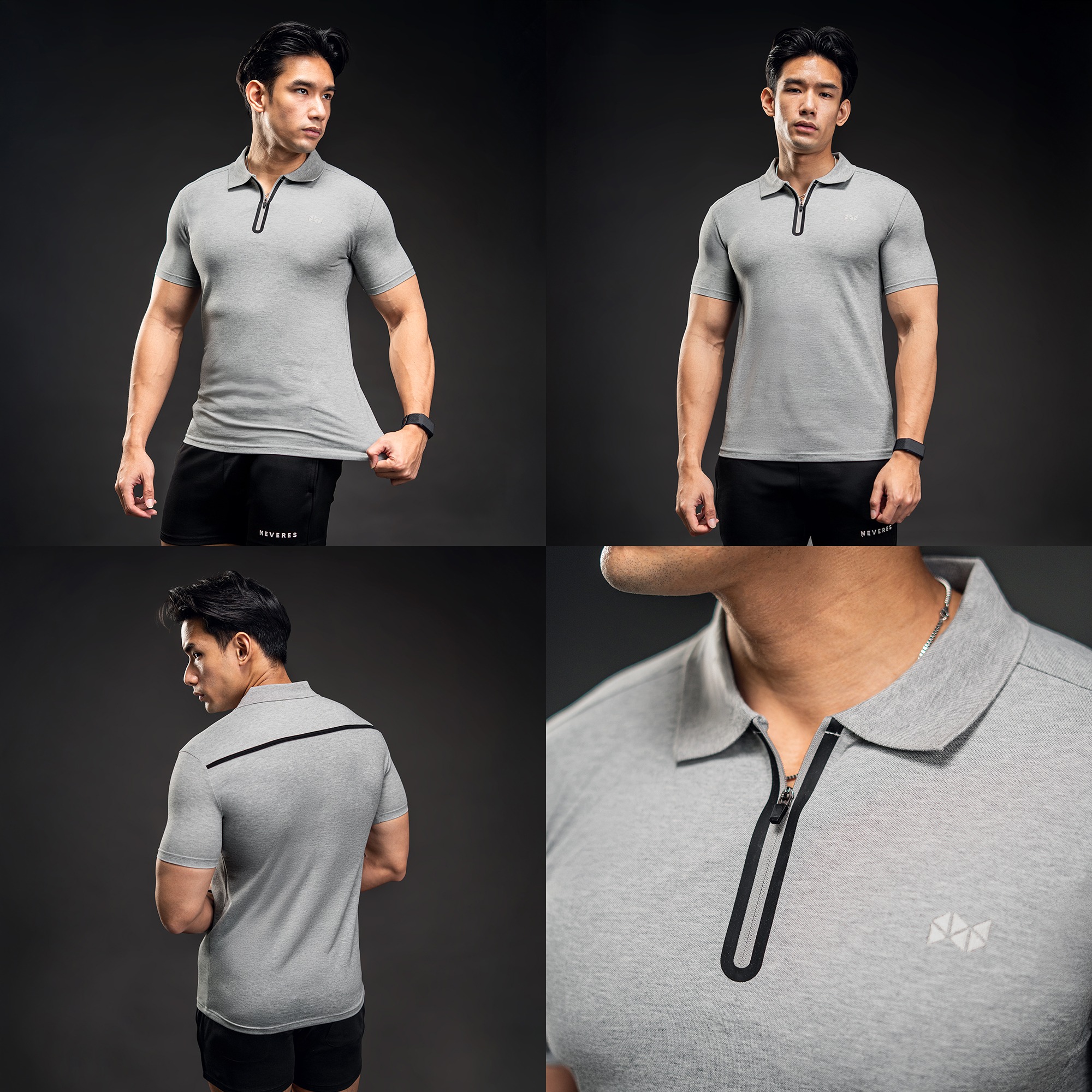 NEVERES Ace Border Zip Polo Shirt