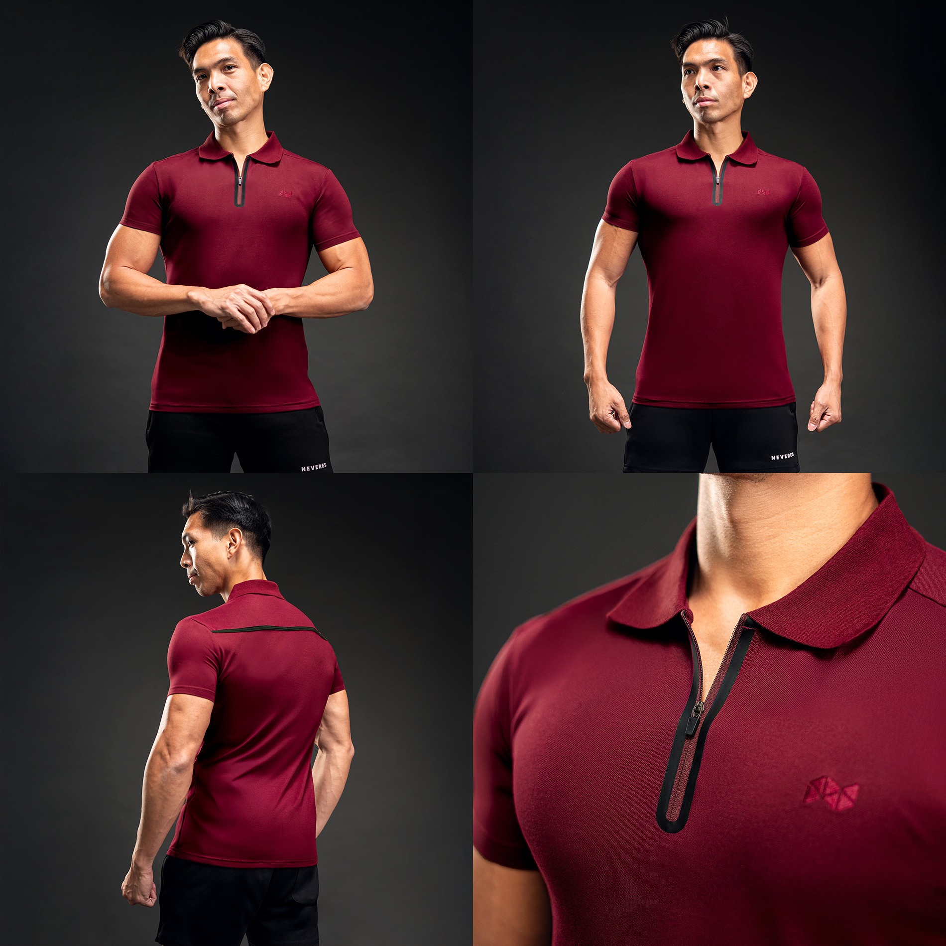 NEVERES Ace Border Zip Polo Shirt