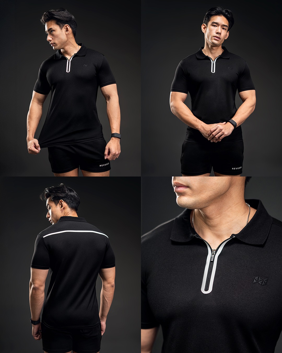 NEVERES Ace Border Zip Polo Shirt