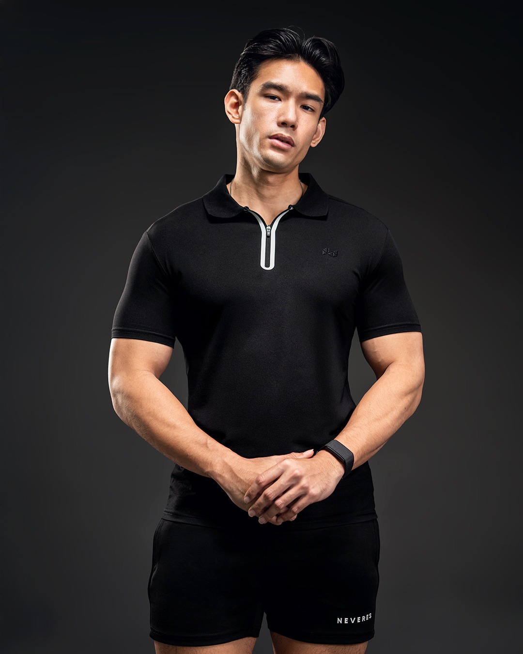 NEVERES Ace Border Zip Polo Shirt