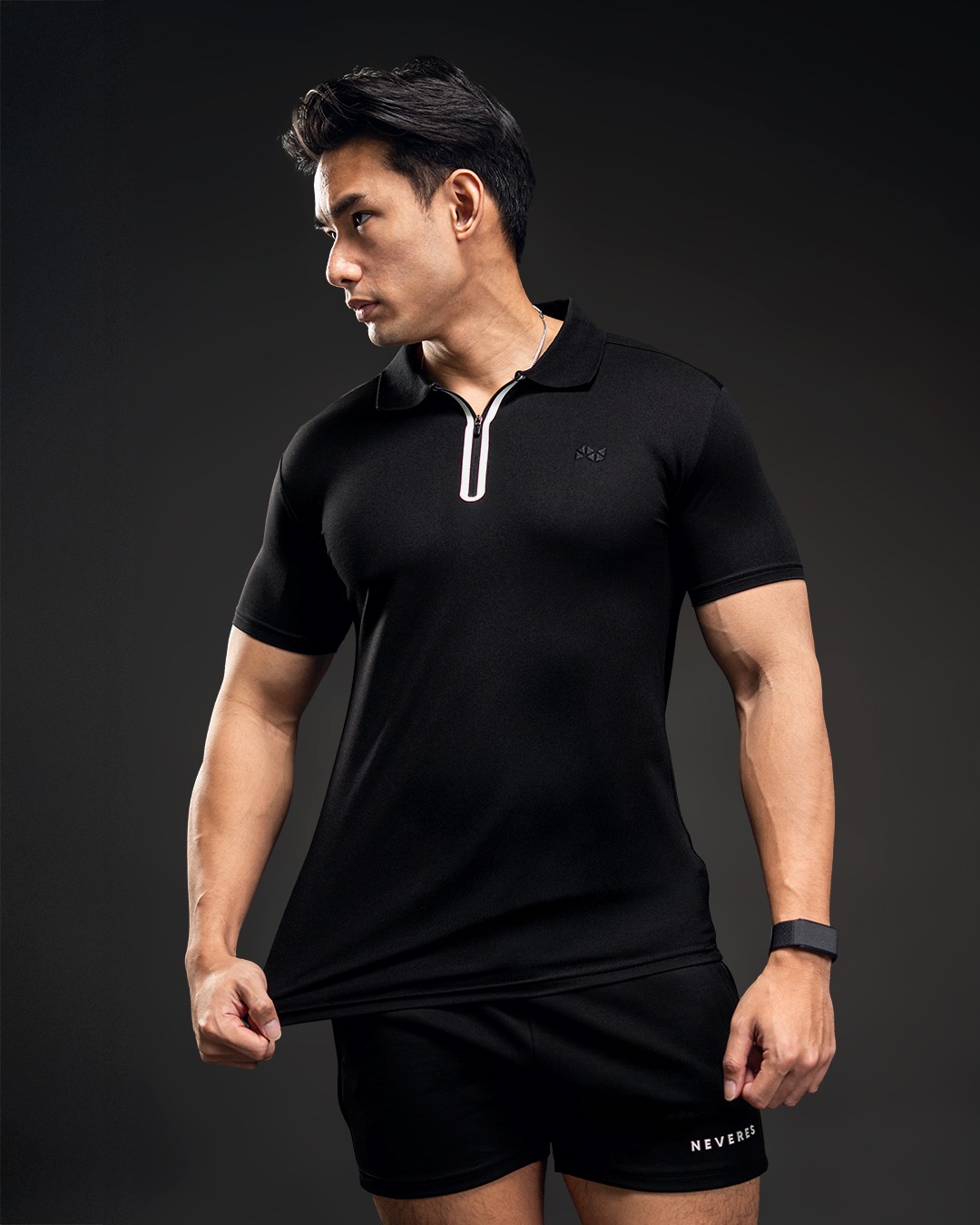 NEVERES Ace Border Zip Polo Shirt
