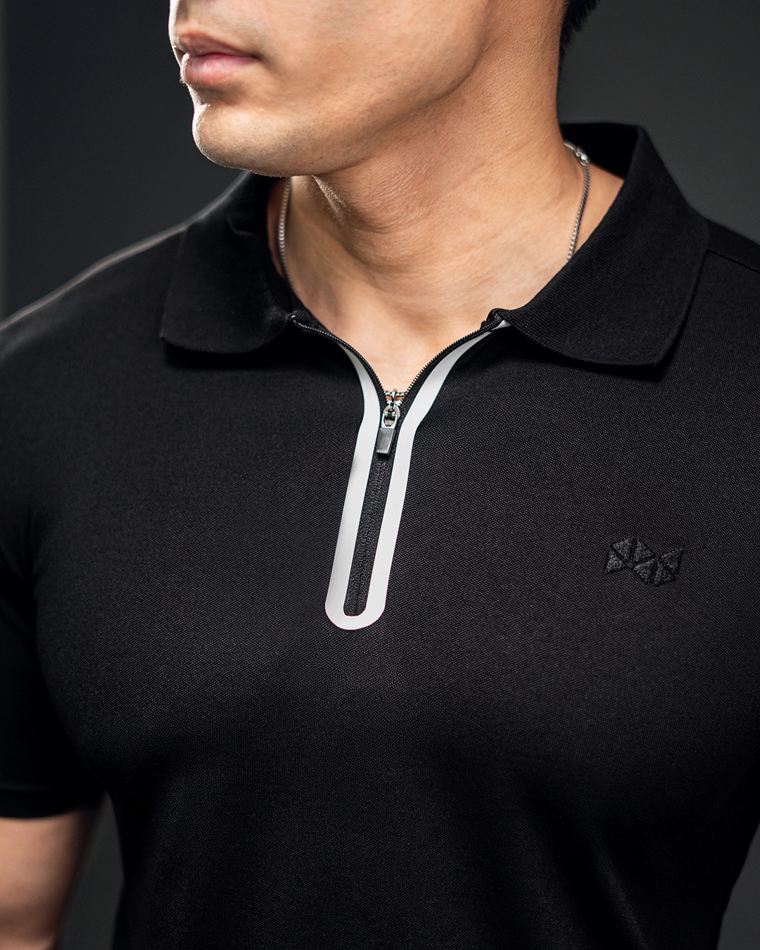 NEVERES Ace Border Zip Polo Shirt