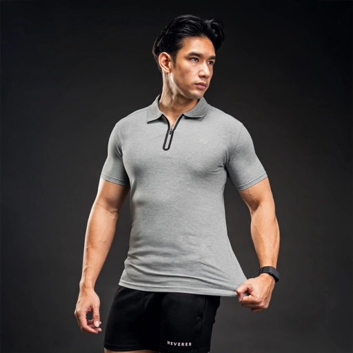 Image of NEVERES Ace Border Zip Polo Shirt