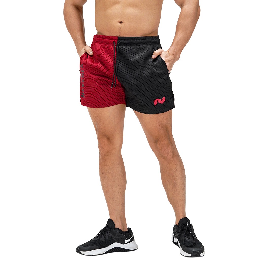 NEVERES Split Bro Short - Black And Maroon