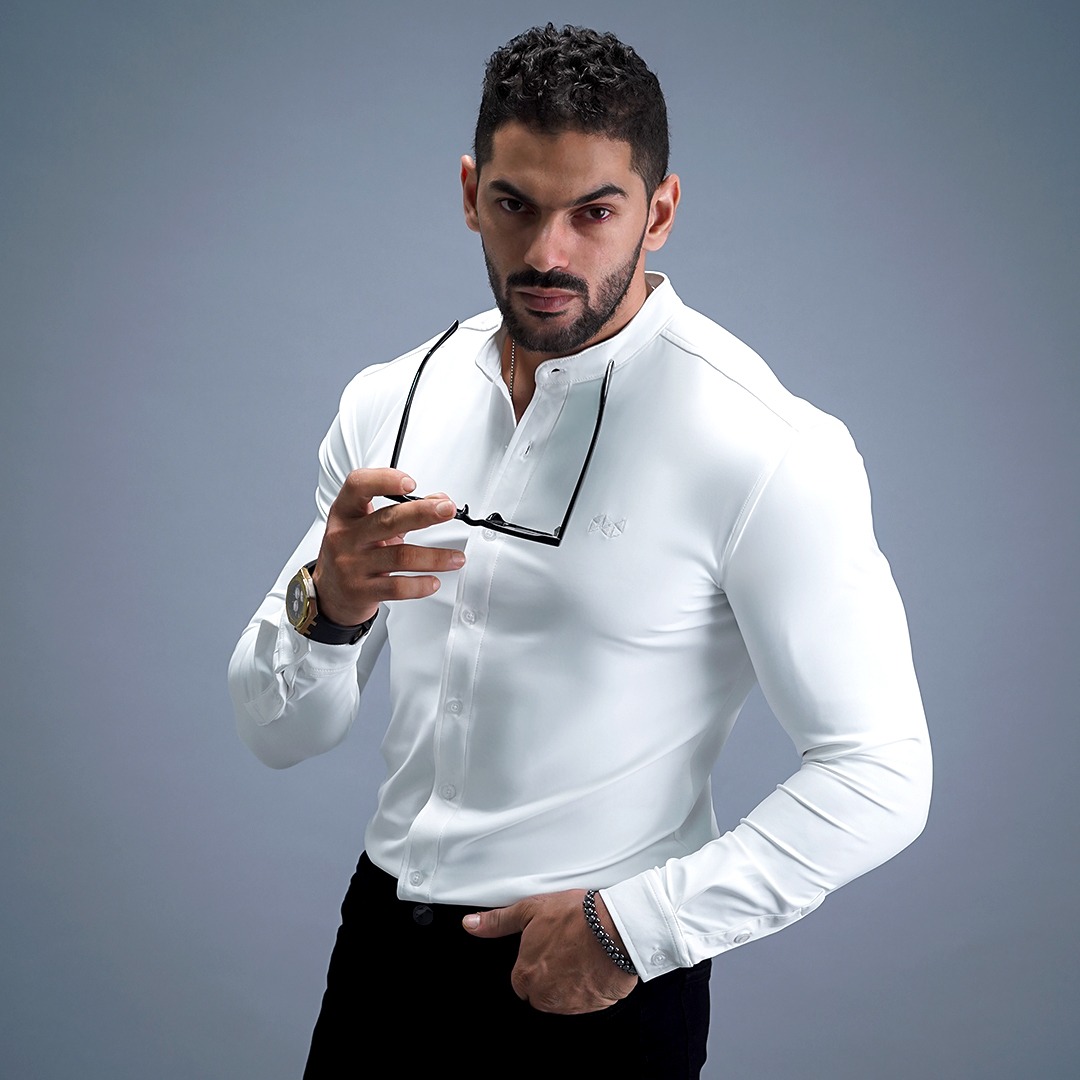 NEVERES Collarless Classic Fit Shirt Longsleeve