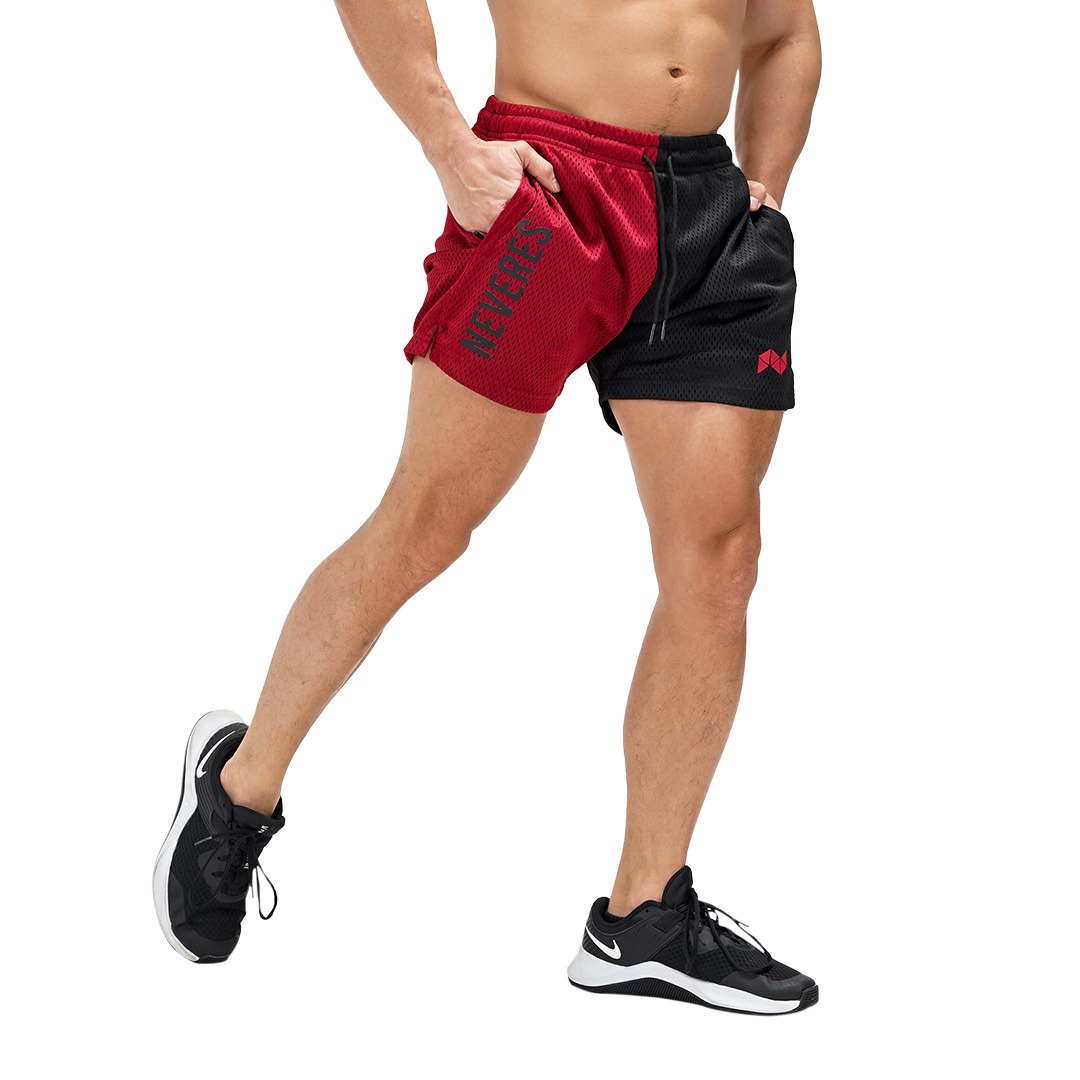NEVERES Split Bro Short - Black And Maroon