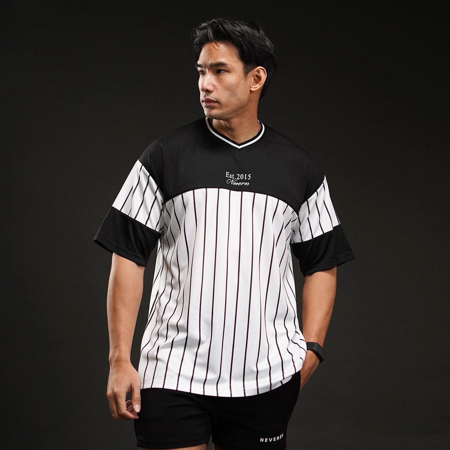 NEVERES Champion Stripes Rugby Oversized