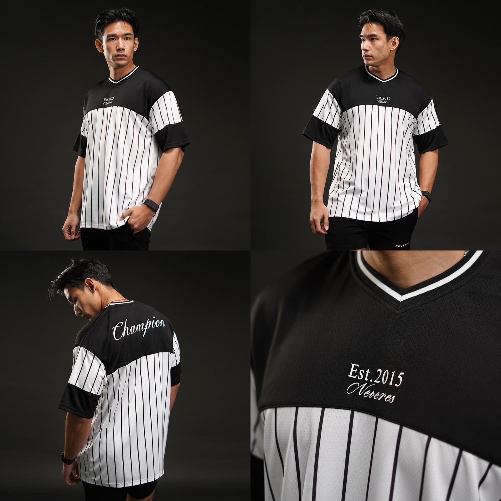 NEVERES Champion Stripes Rugby Oversized