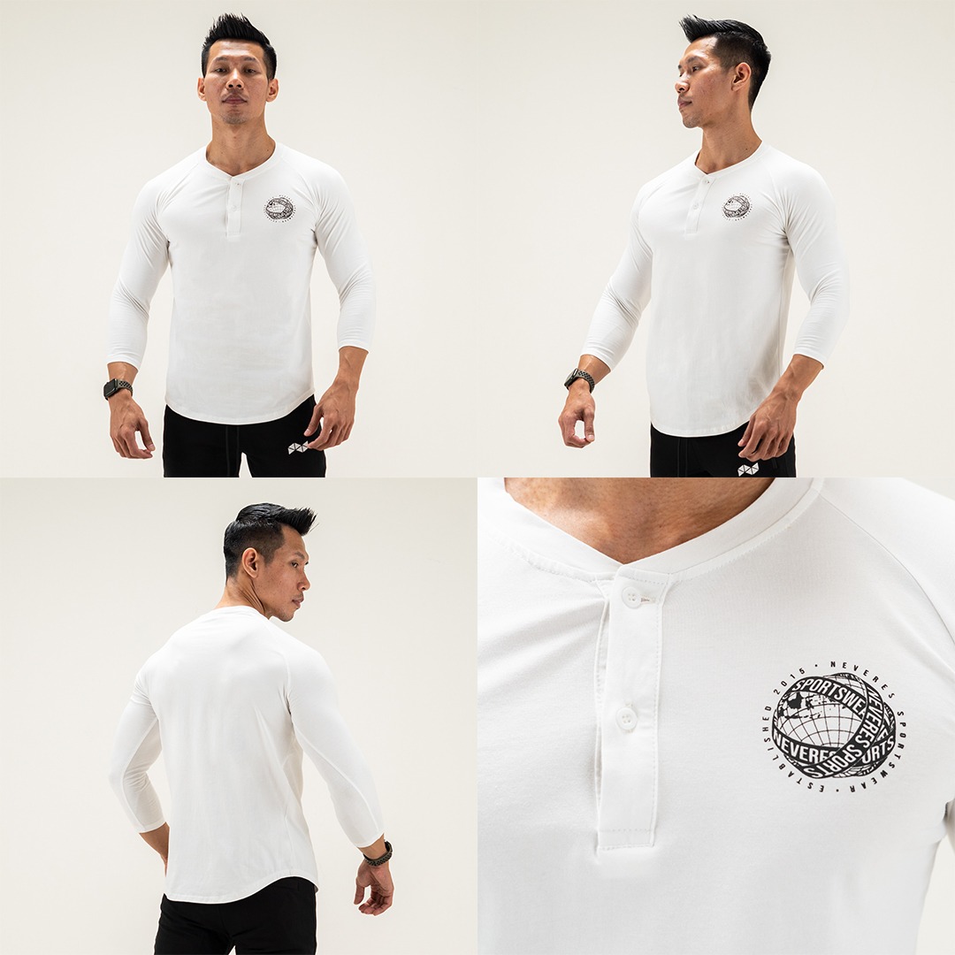 NEVERES Henley Pro 3/4 Sleeve T-Shirt