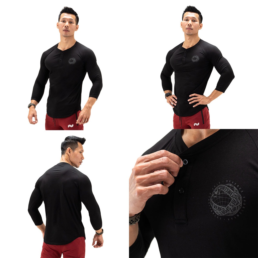 NEVERES Henley Pro 3/4 Sleeve T-Shirt